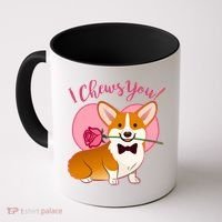 Funny Cute Corgi Valentine I Chews You Coffee Mug thumb 0
