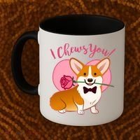 Funny Cute Corgi Valentine I Chews You Coffee Mug thumb 2