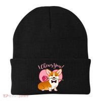 Funny Cute Corgi Valentine I Chews You Beanie thumb 0