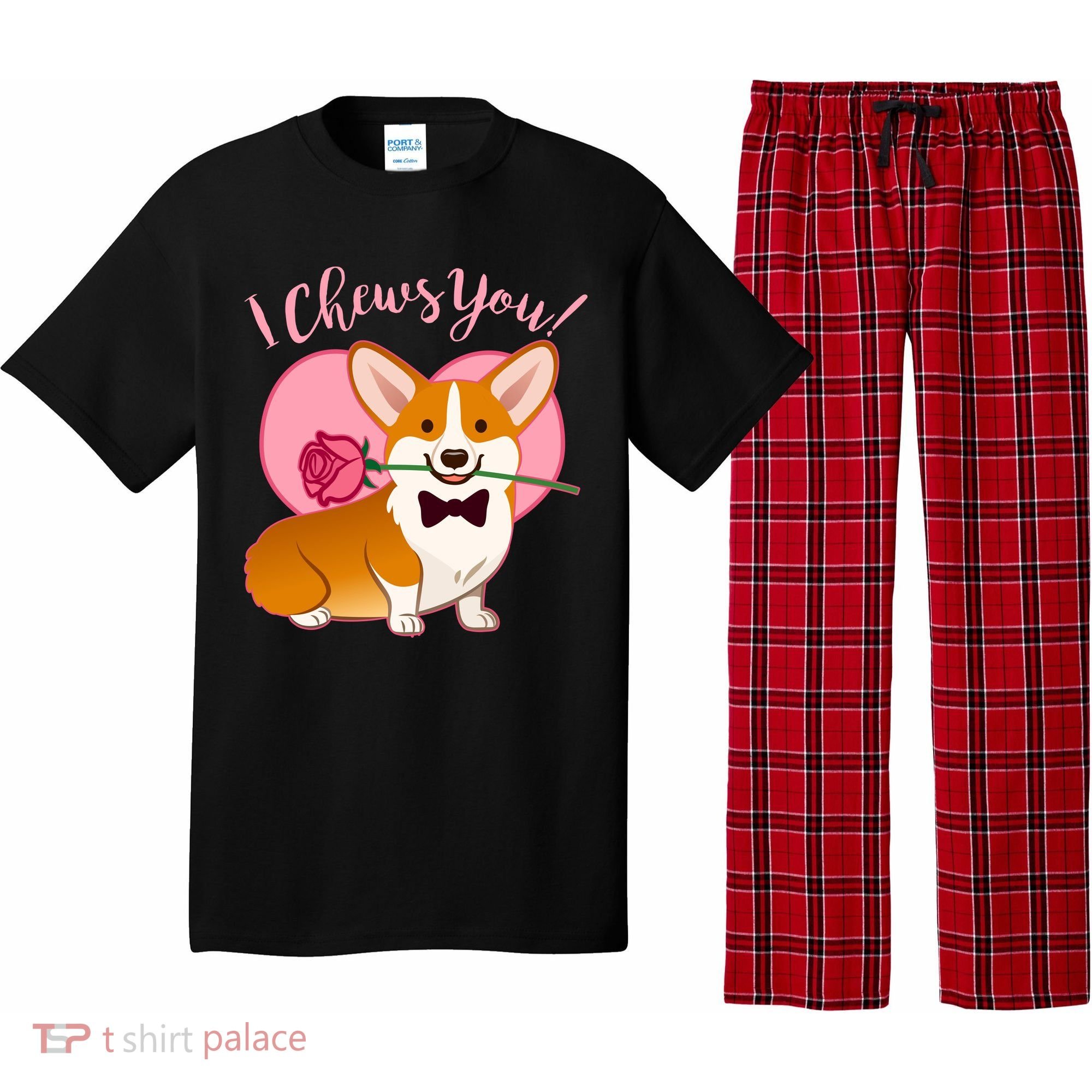 Funny Cute Corgi Valentine I Chews You Pajama Set