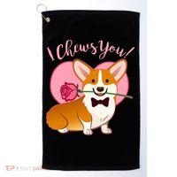 Funny Cute Corgi Valentine I Chews You Golf Towel thumb 0