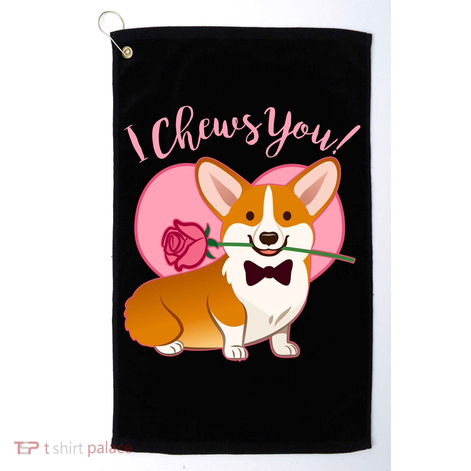 Funny Cute Corgi Valentine I Chews You Golf Towel