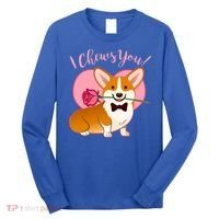 Funny Cute Corgi Valentine I Chews You Long Sleeve Shirt thumb 0