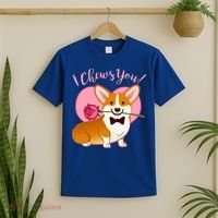 Funny Cute Corgi Valentine I Chews You T-Shirt thumb 2