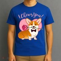 Funny Cute Corgi Valentine I Chews You T-Shirt thumb 3