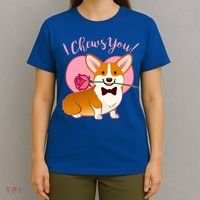Funny Cute Corgi Valentine I Chews You T-Shirt thumb 4