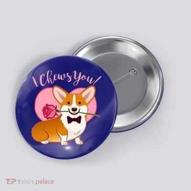 Funny Cute Corgi Valentine I Chews You Button