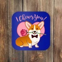 Funny Cute Corgi Valentine I Chews You Coaster thumb 0