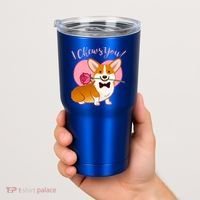 Funny Cute Corgi Valentine I Chews You Tumbler thumb 2