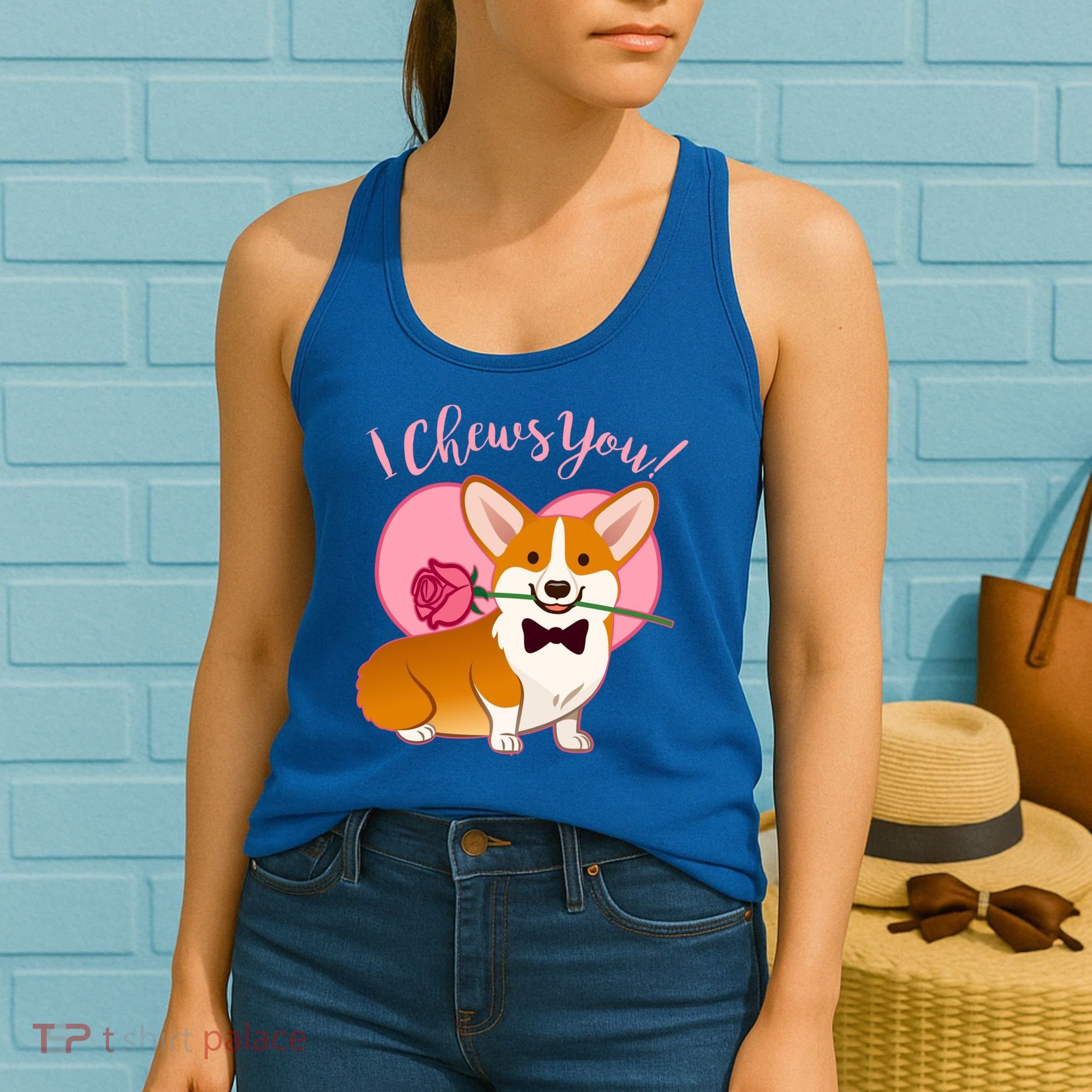 Funny Cute Corgi Valentine I Chews You Women's Tank Top