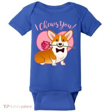 Funny Cute Corgi Valentine I Chews You Baby Bodysuit