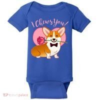 Funny Cute Corgi Valentine I Chews You Baby Bodysuit thumb 0