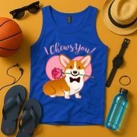 Funny Cute Corgi Valentine I Chews You Tank Top thumb 4