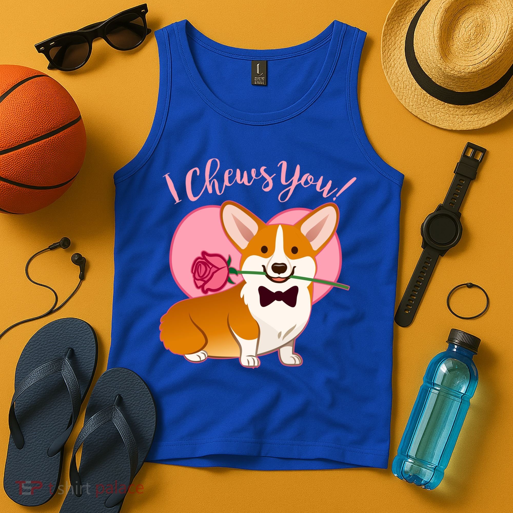 Funny Cute Corgi Valentine I Chews You Tank Top