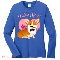 Funny Cute Corgi Valentine I Chews You Women's Long Sleeve Shirt thumb 0