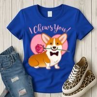 Funny Cute Corgi Valentine I Chews You Women's T-Shirt thumb 3
