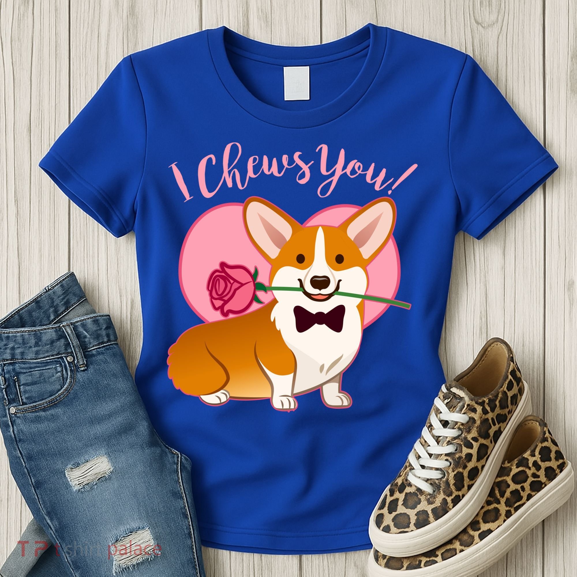 Funny Cute Corgi Valentine I Chews You Women's T-Shirt