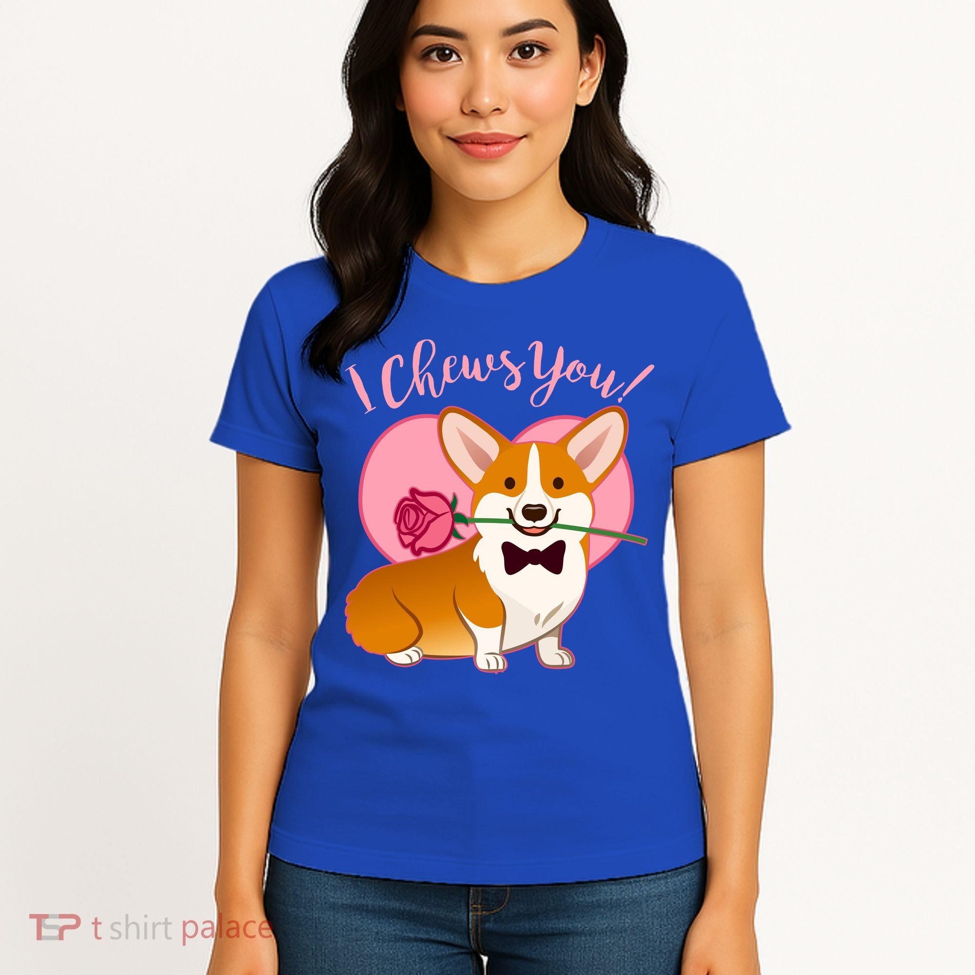 Funny Cute Corgi Valentine I Chews You Women's T-Shirt