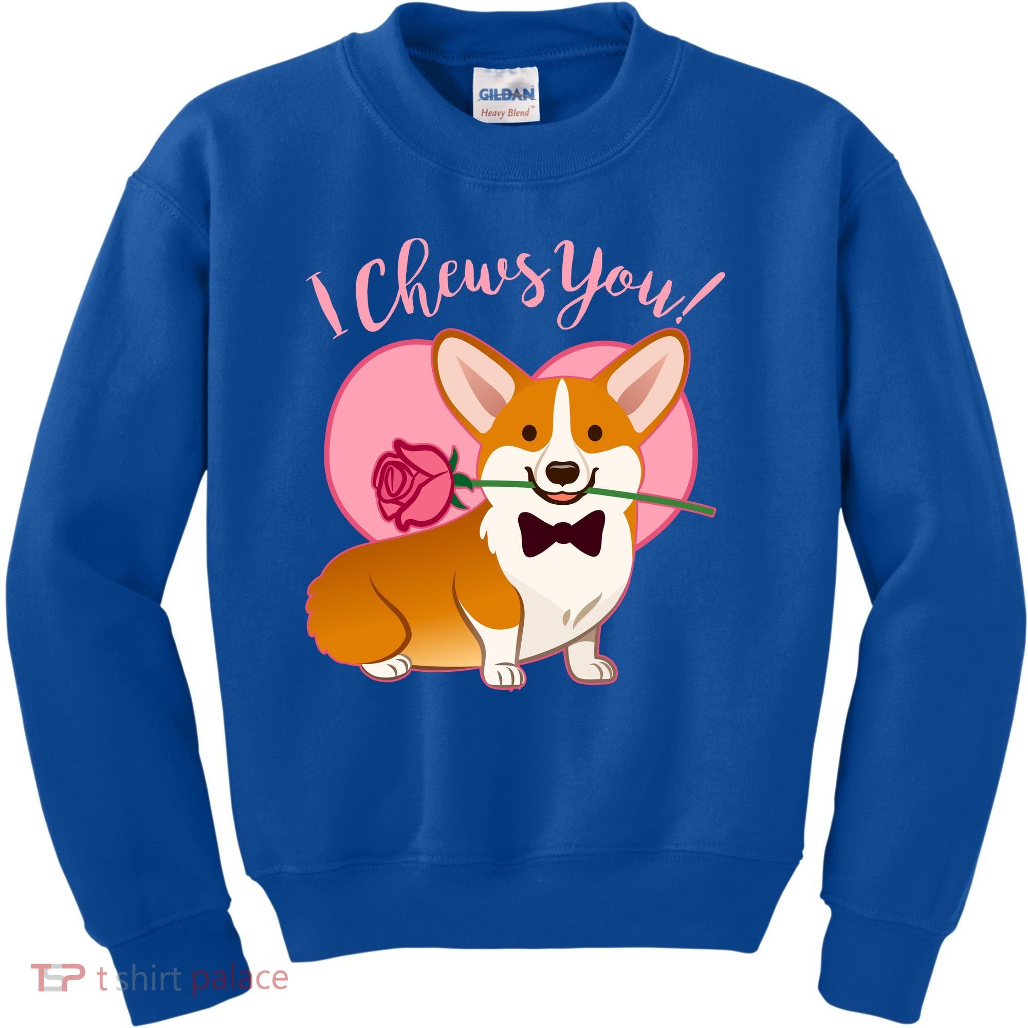 Funny Cute Corgi Valentine I Chews You Kids Sweatshirt