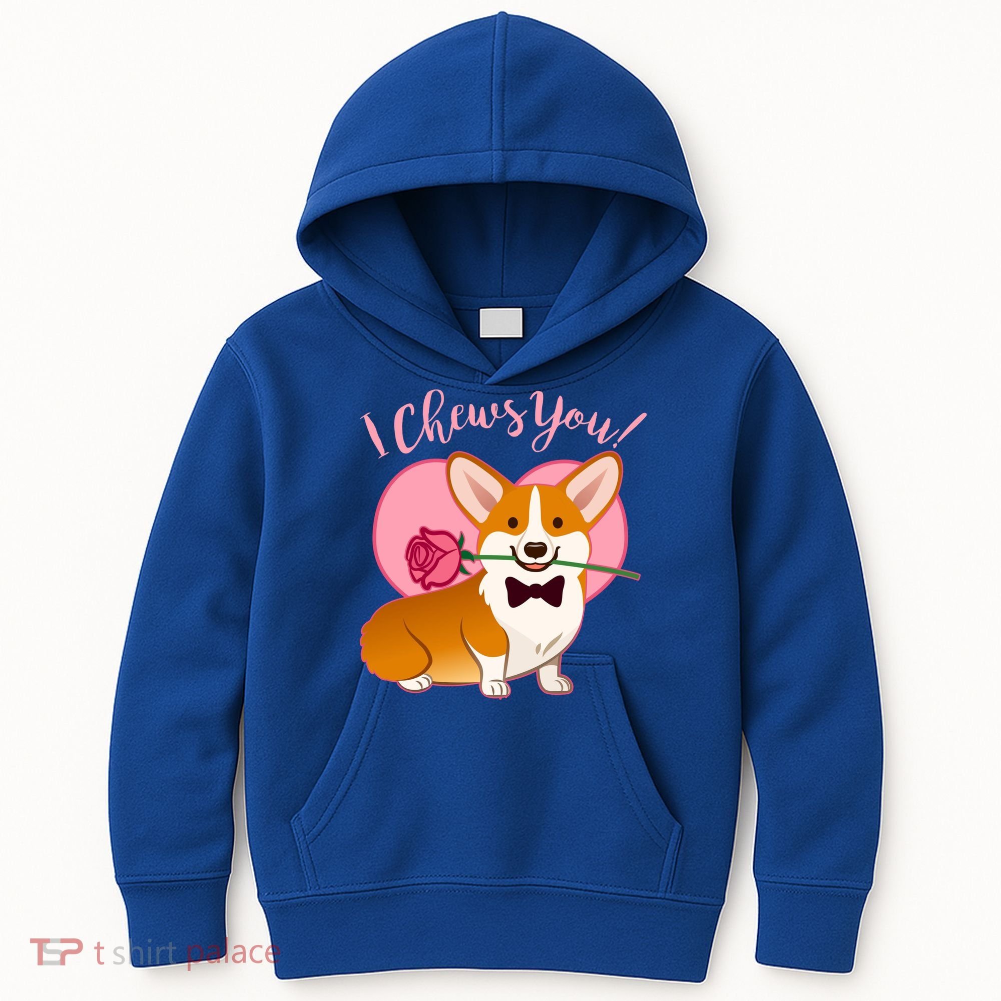 Funny Cute Corgi Valentine I Chews You Kids Hoodie