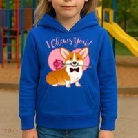 Funny Cute Corgi Valentine I Chews You Kids Hoodie thumb 3