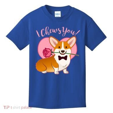 Funny Cute Corgi Valentine I Chews You Kids T-Shirt