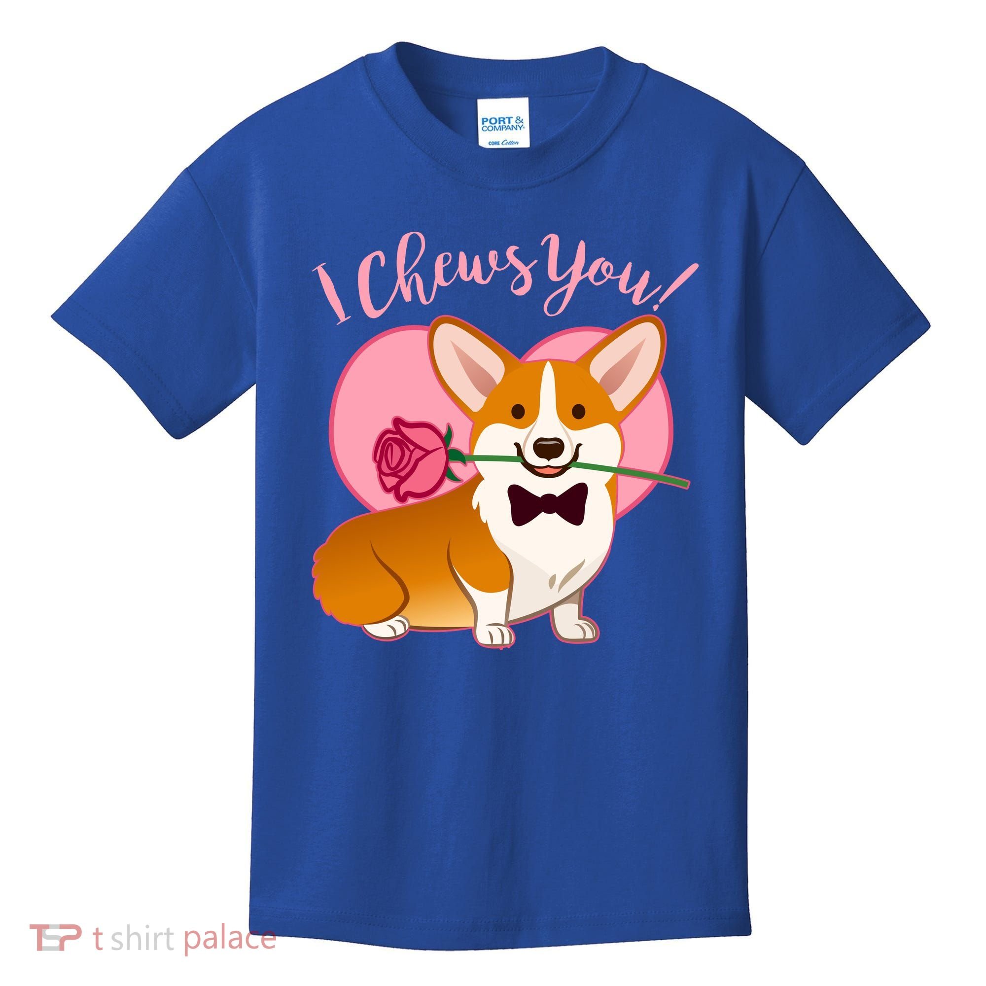 Funny Cute Corgi Valentine I Chews You Kids T-Shirt