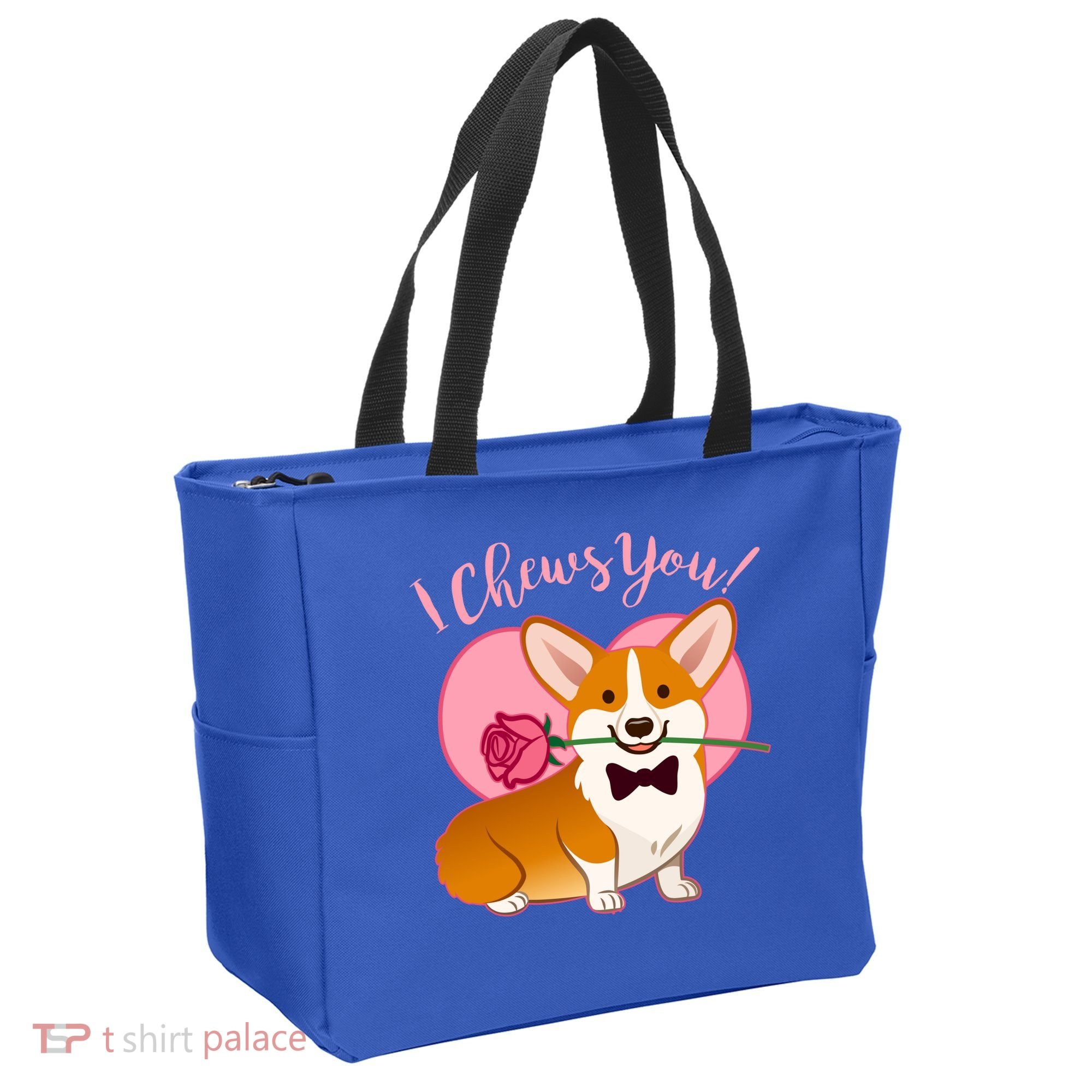 Funny Cute Corgi Valentine I Chews You Tote Bag