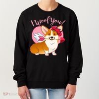 Funny Cute Corgi Valentine I Woof You Women's Sweatshirt thumb 0
