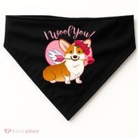 Funny Cute Corgi Valentine I Woof You USA-Made Doggie Bandana thumb 0