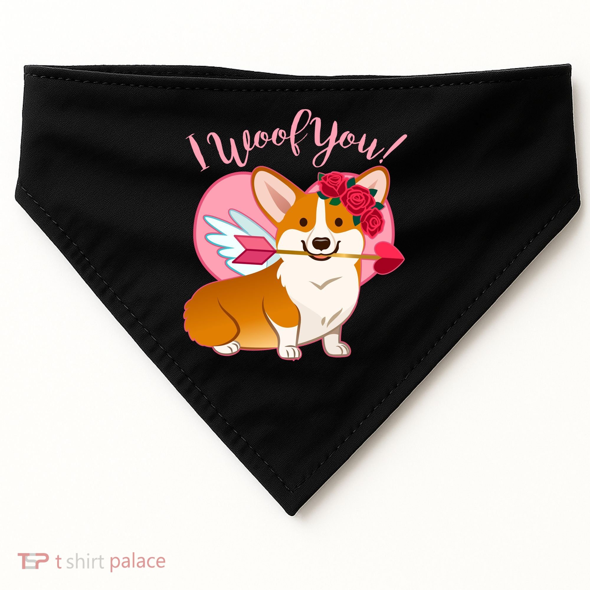 Funny Cute Corgi Valentine I Woof You USA-Made Doggie Bandana