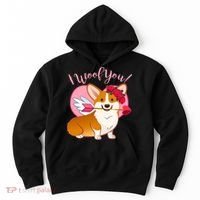 Funny Cute Corgi Valentine I Woof You Hoodie thumb 0