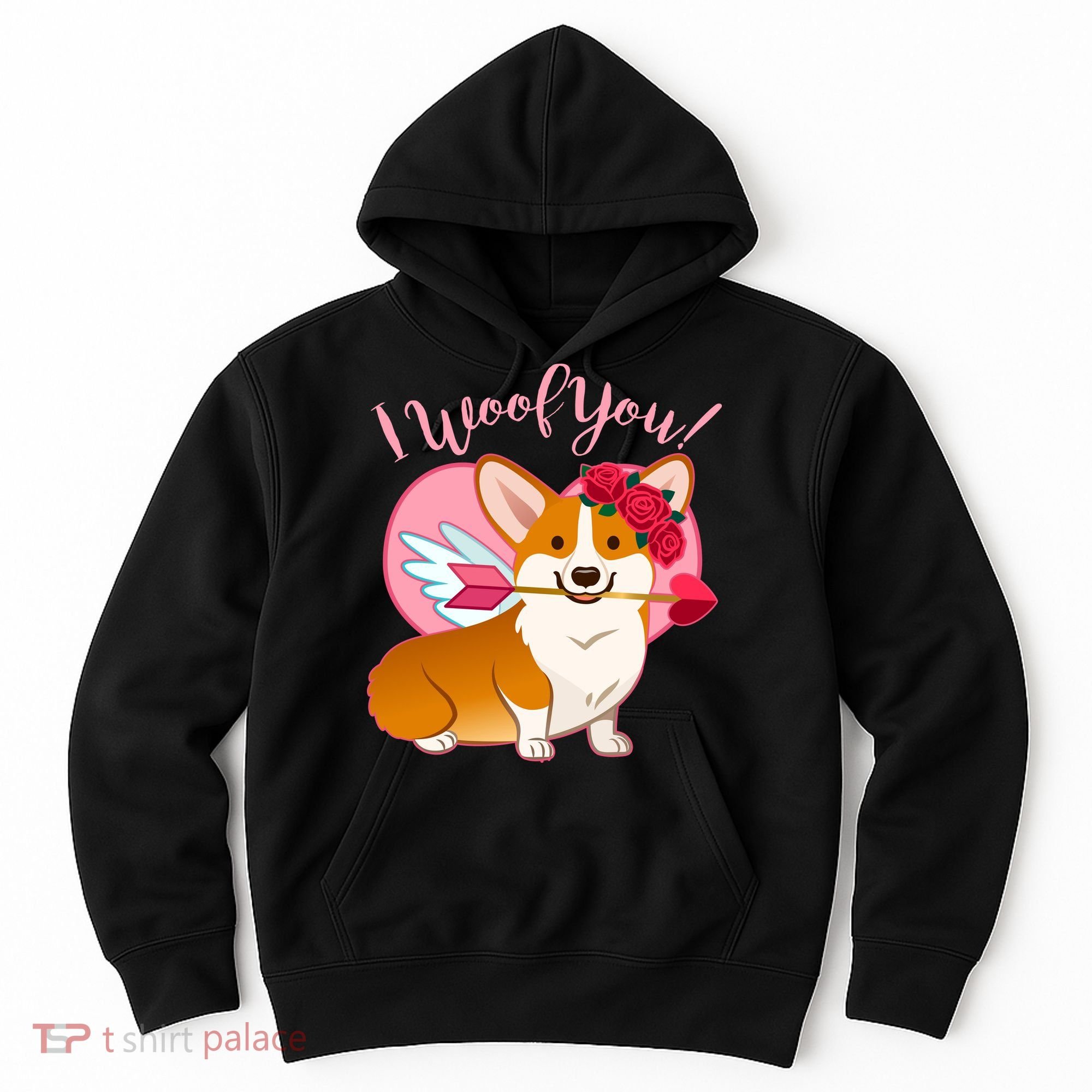 Funny Cute Corgi Valentine I Woof You Hoodie