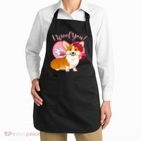 Funny Cute Corgi Valentine I Woof You Apron thumb 2