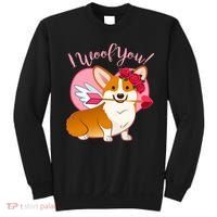 Funny Cute Corgi Valentine I Woof You Sweatshirt thumb 0