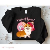 Funny Cute Corgi Valentine I Woof You Sweatshirt thumb 2