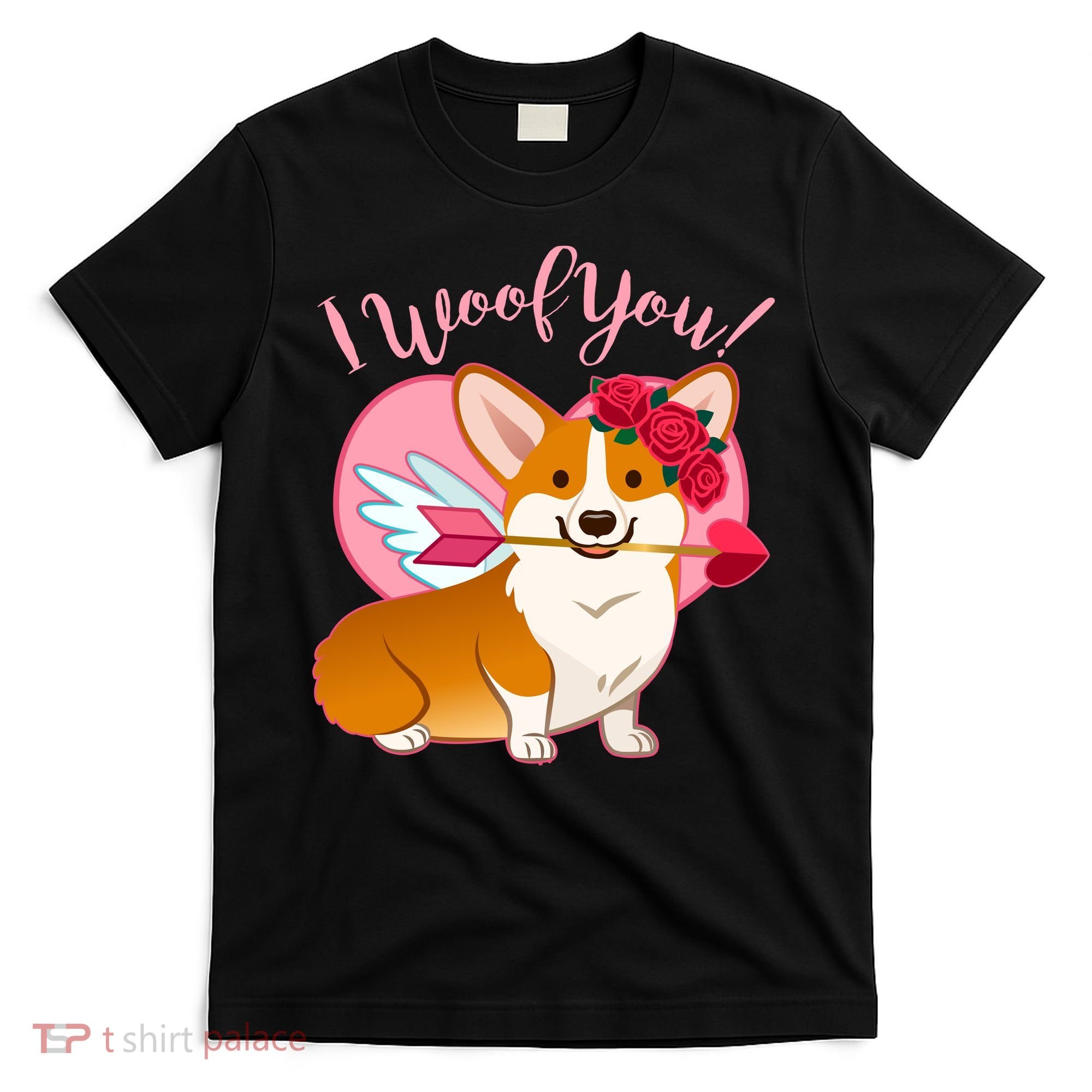 Funny Cute Corgi Valentine I Woof You T-Shirt