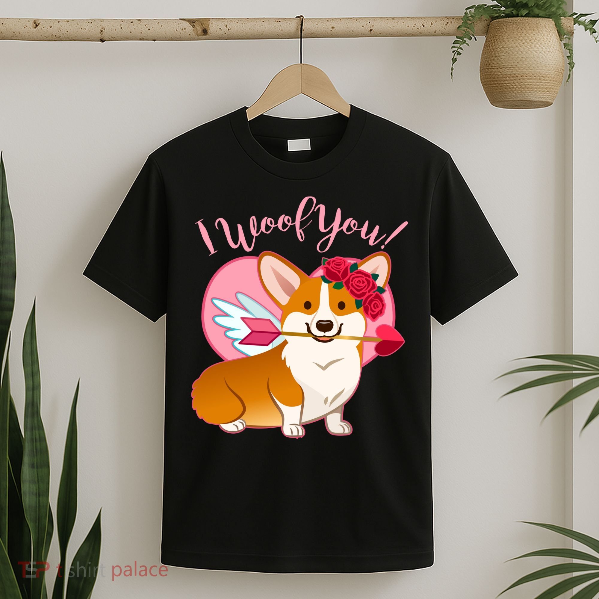 Funny Cute Corgi Valentine I Woof You T-Shirt