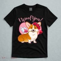 Funny Cute Corgi Valentine I Woof You T-Shirt thumb 5