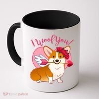 Funny Cute Corgi Valentine I Woof You Coffee Mug thumb 0