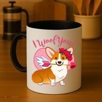 Funny Cute Corgi Valentine I Woof You Coffee Mug thumb 4