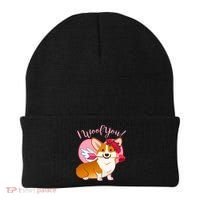 Funny Cute Corgi Valentine I Woof You Beanie thumb 0