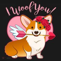 Funny Cute Corgi Valentine I Woof You Women's Hoodie thumb 2