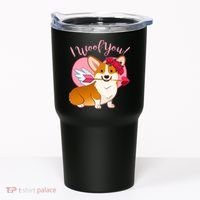 Funny Cute Corgi Valentine I Woof You Tumbler thumb 0