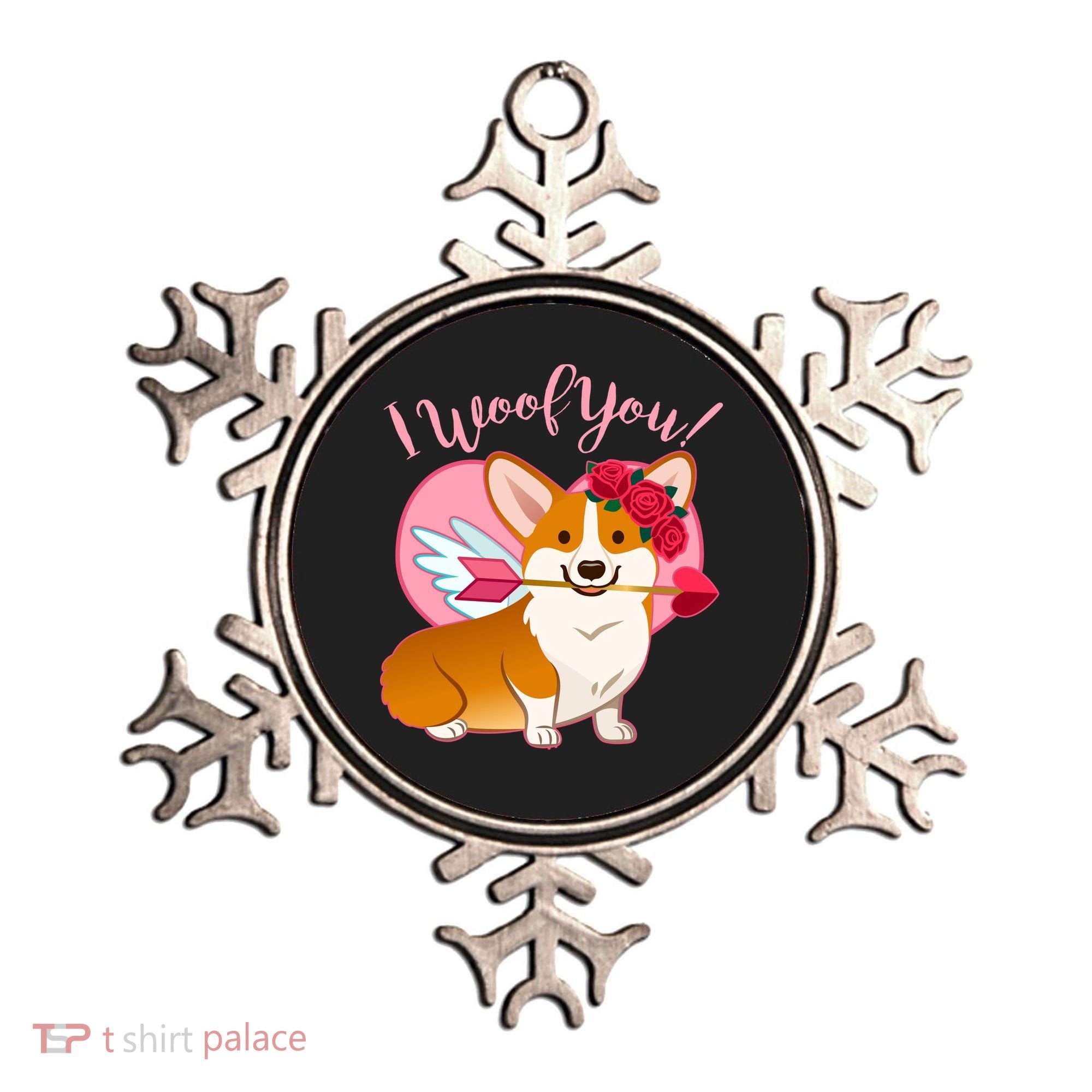 Funny Cute Corgi Valentine I Woof You Ornament