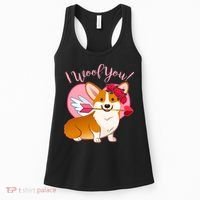 Funny Cute Corgi Valentine I Woof You Women's Tank Top thumb 0