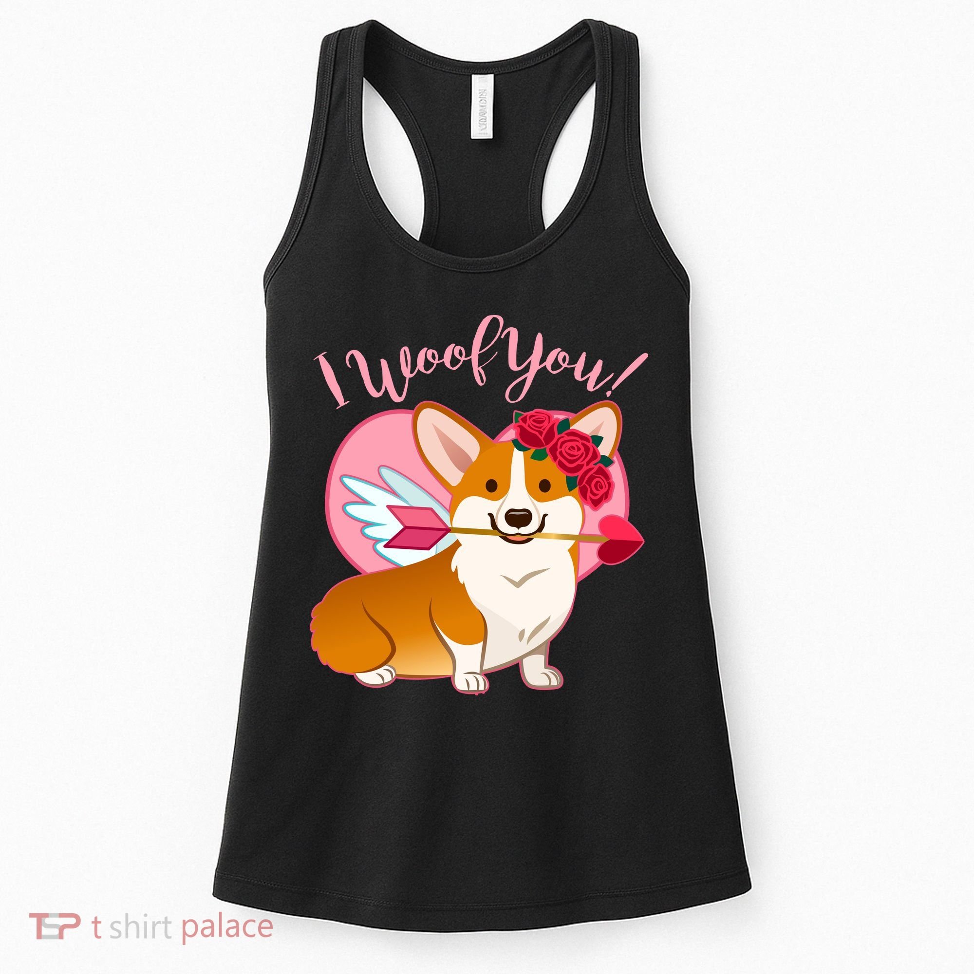 Funny Cute Corgi Valentine I Woof You Women's Tank Top