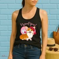 Funny Cute Corgi Valentine I Woof You Women's Tank Top thumb 2