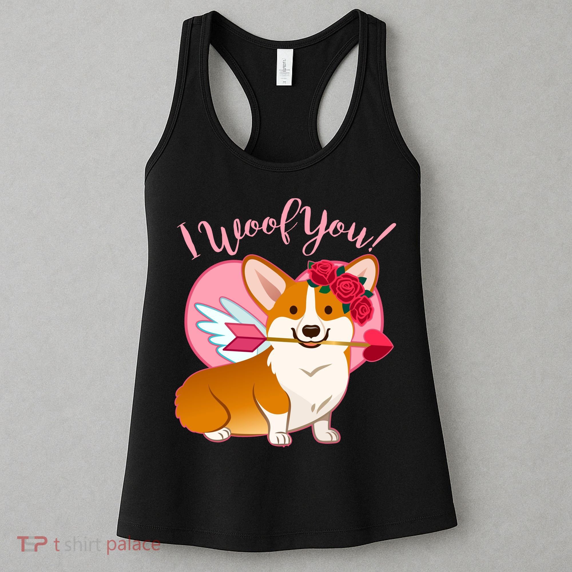 Funny Cute Corgi Valentine I Woof You Women's Tank Top