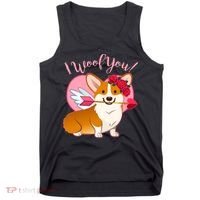 Funny Cute Corgi Valentine I Woof You Tank Top thumb 0